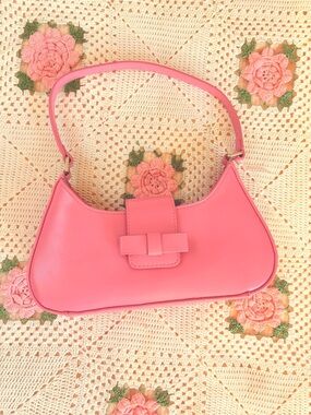 Madden Girl Coral Pink Shoulder Bag with Bow Detail
